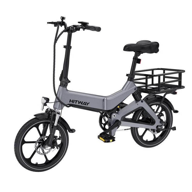 92209280-hitway-v-lo-lectrique-16pc-gris-panier_1.jpg Vélo à assistance électrique pliant Hitway BK2 16" avec panier – Image 1