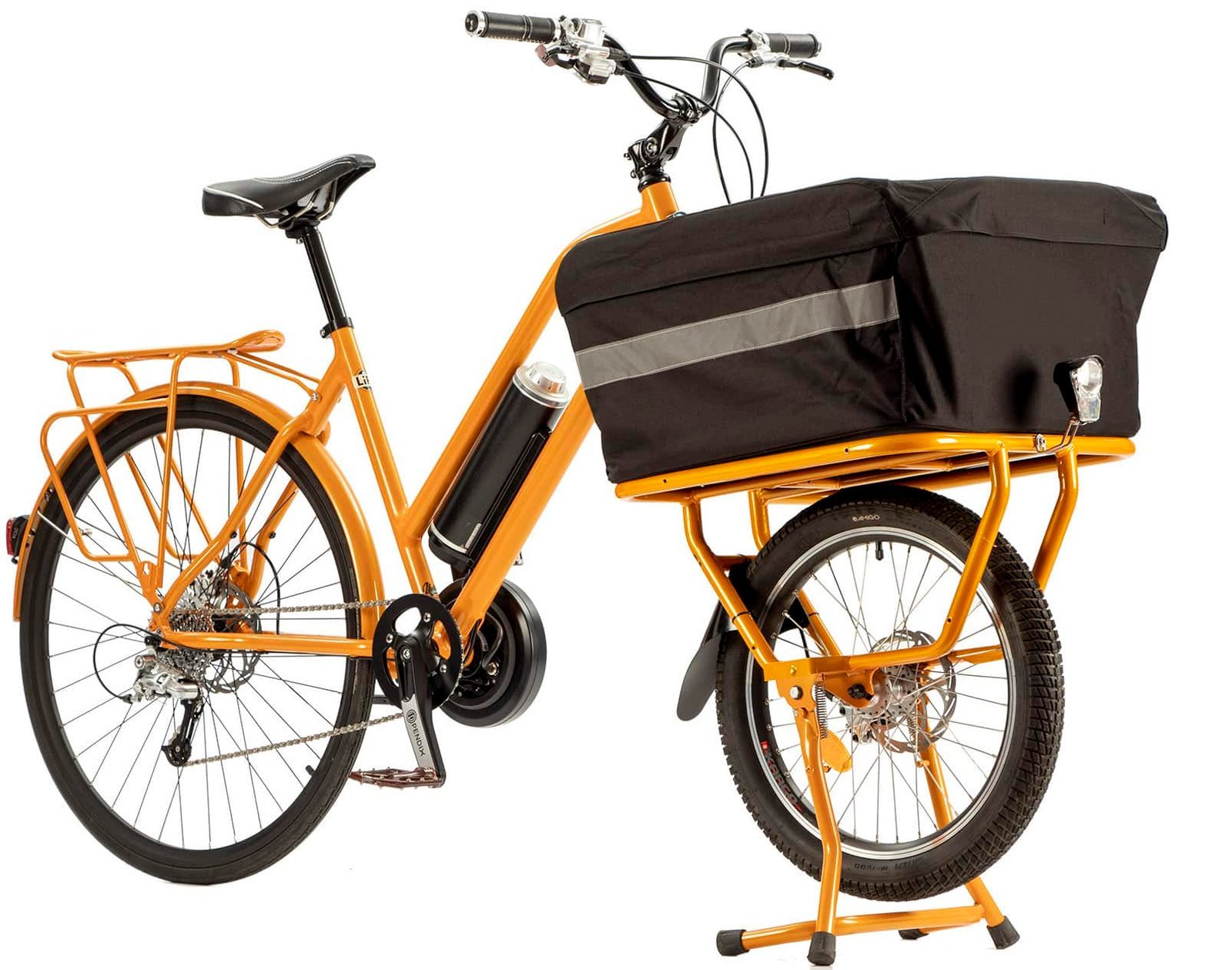 Velo-electrique-Bocyclo-Cargo-Compact-Orange.jpg Vélo électrique Bocyclo Cargo Compact Orange - Batterie 500 Wh – Image 1